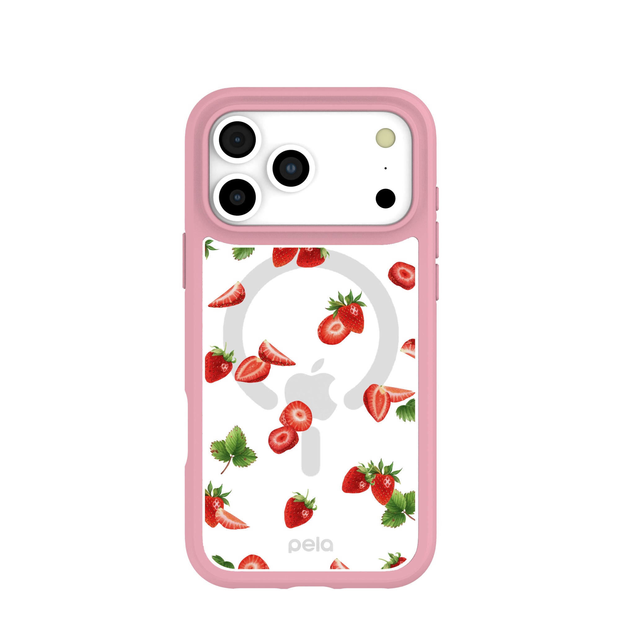 Coque transparente rose baie pour iPhone 17 Pro Max avec motif pétale rose (MagSafe inclus)