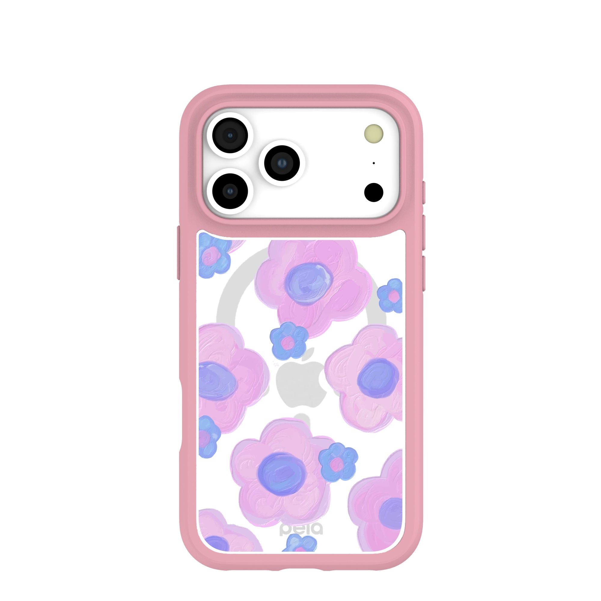 Clear Blush Bloom iPhone 17 Pro Max Case With Petal Pink Ridge