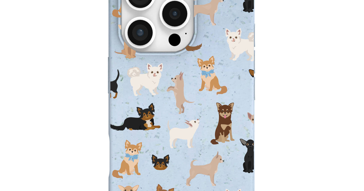 Powder Blue Chihuahua Charms iPhone 16 Pro Case – Pela Case