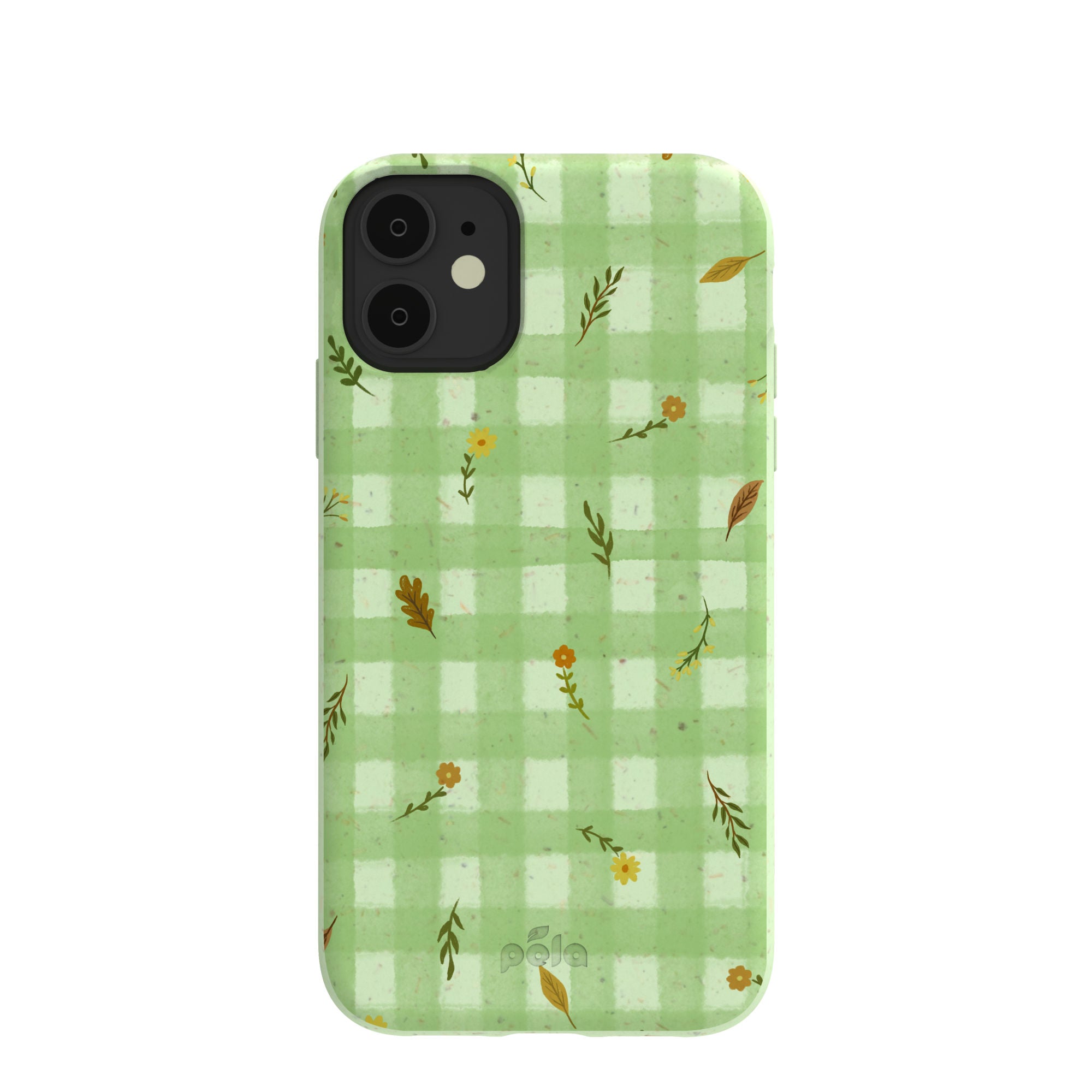 Coque iPhone 11 à carreaux vert sauge