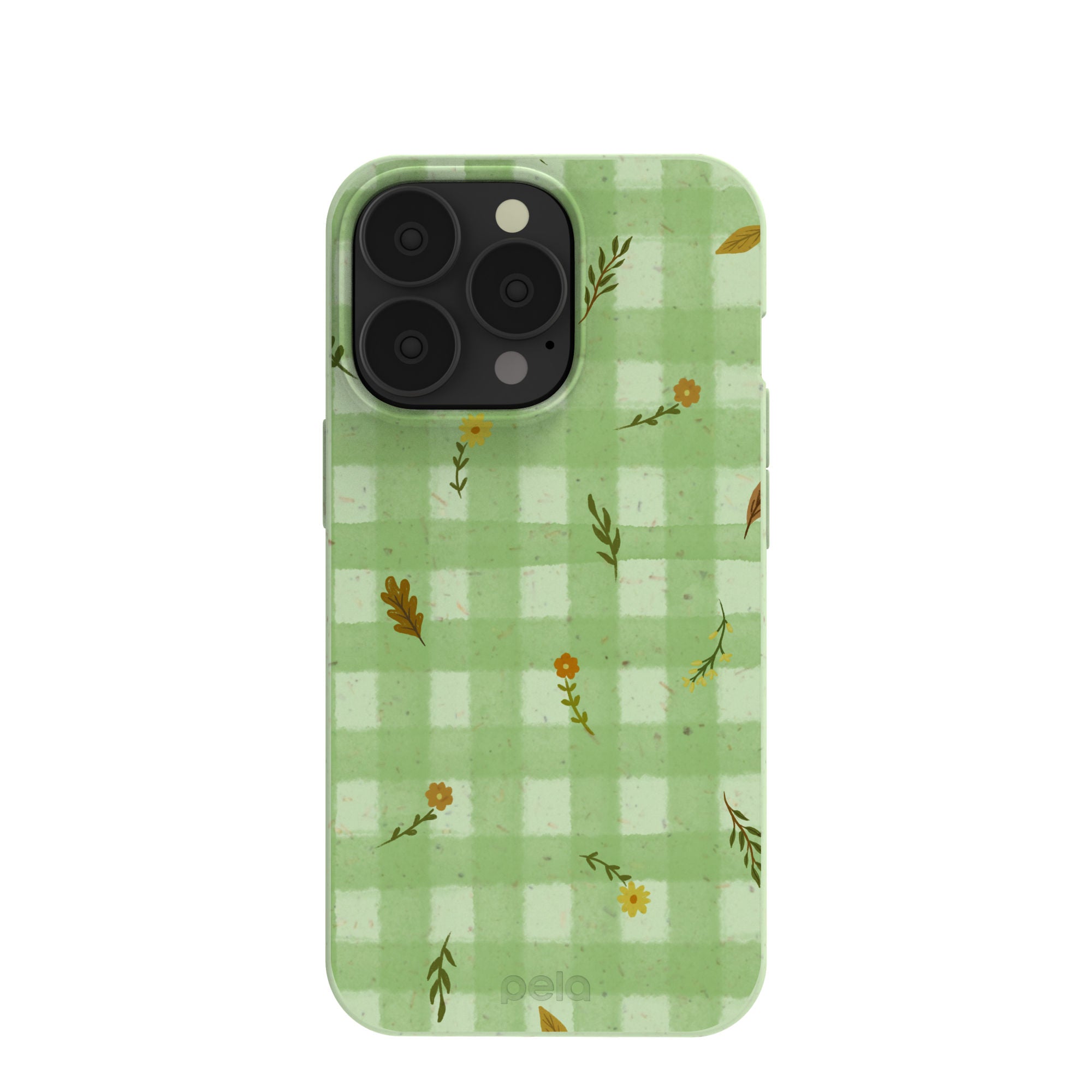 Coque iPhone 13 Pro à carreaux vert sauge