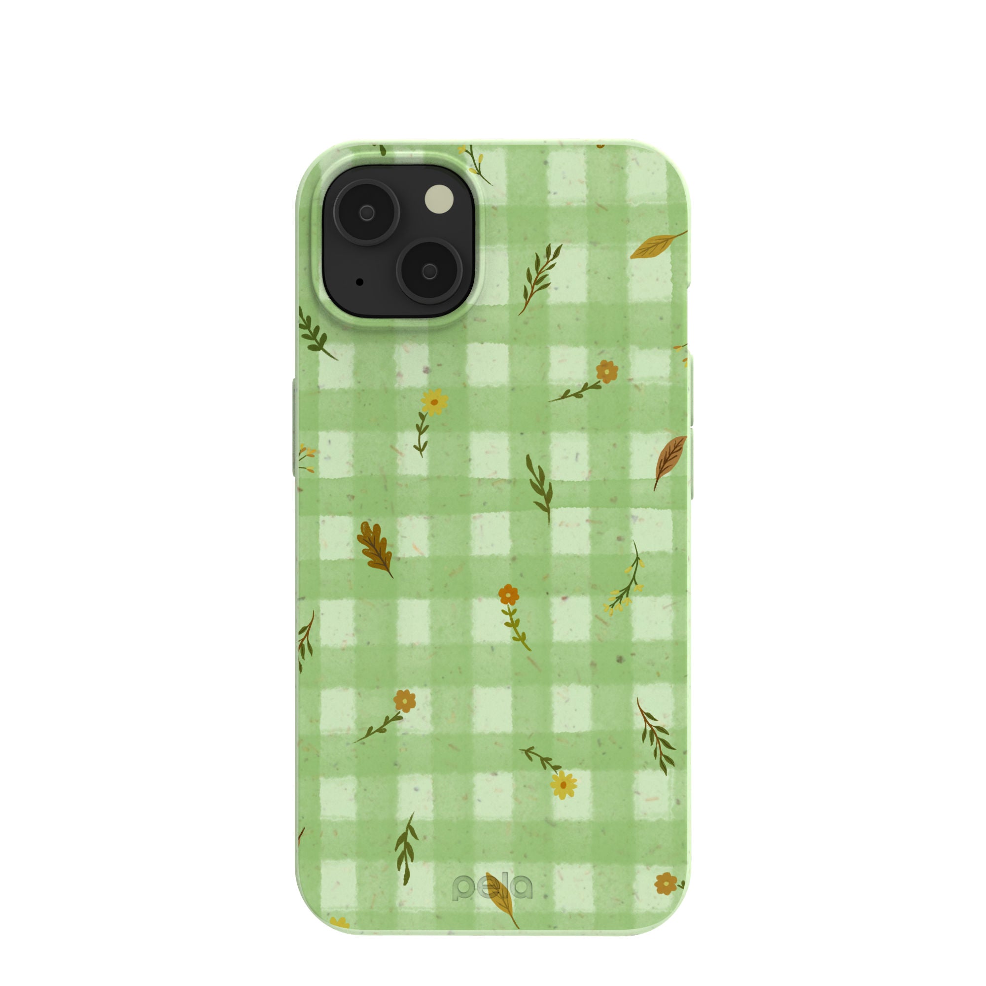 Coque iPhone 13 à carreaux vert sauge