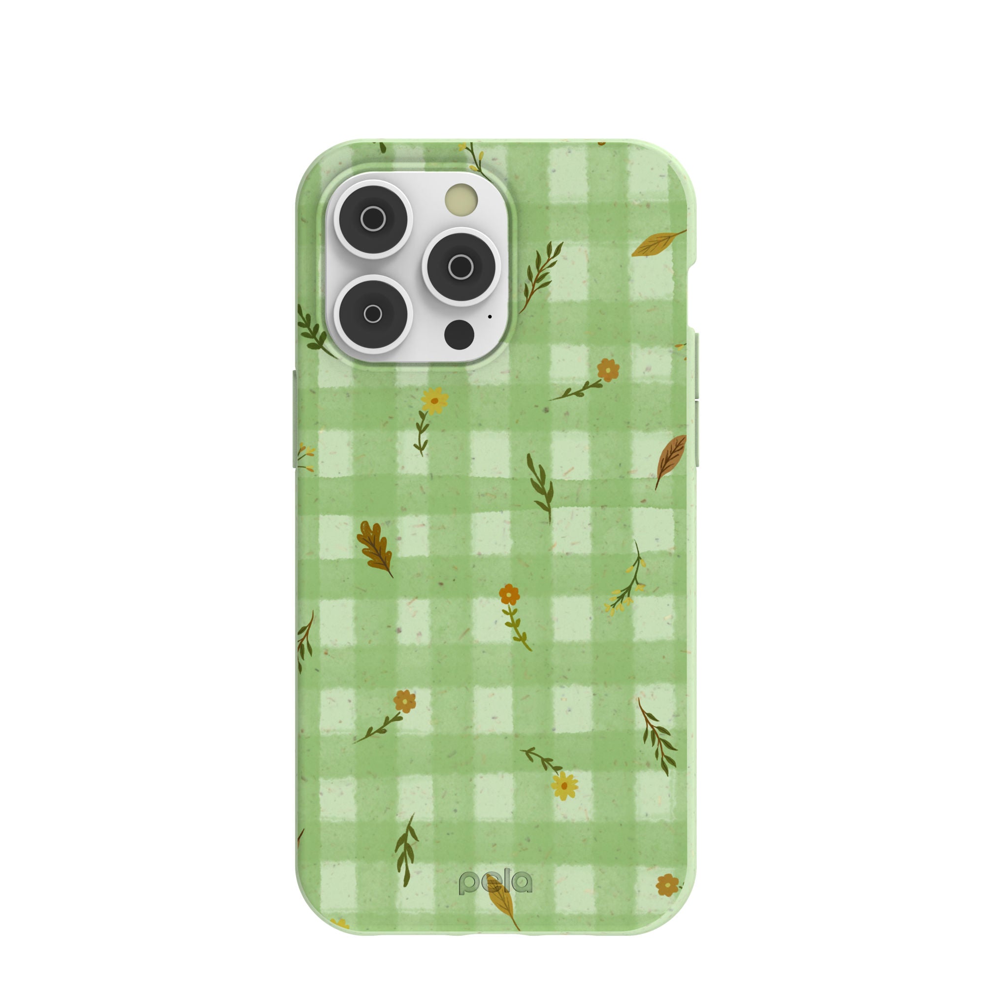 Coque pour iPhone 14 Pro Max à carreaux d'automne vert sauge
