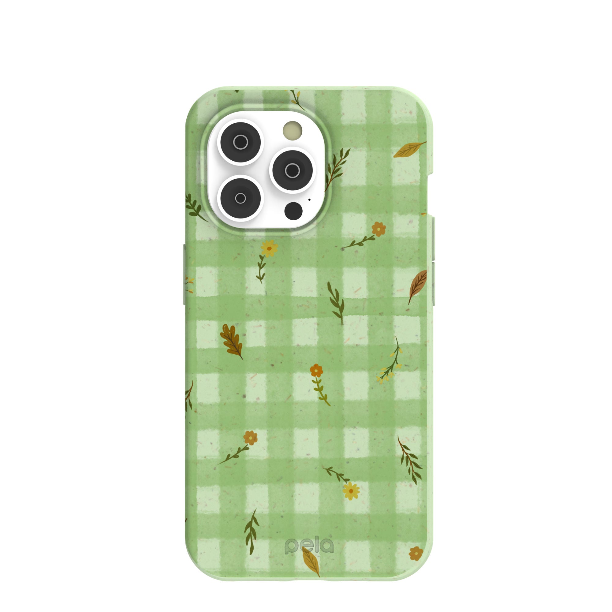 Coque iPhone 14 Pro à carreaux vert sauge