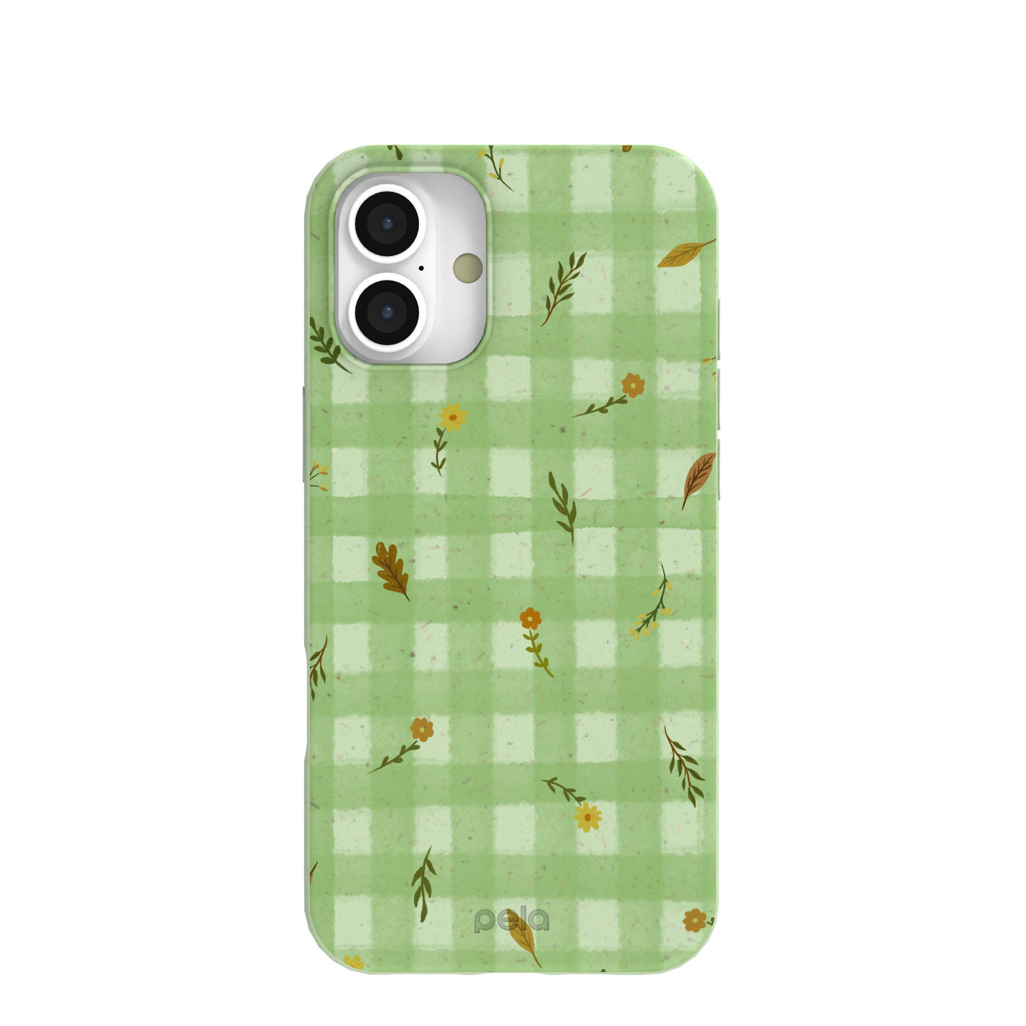 Coque iPhone 16 Plus à carreaux vert sauge