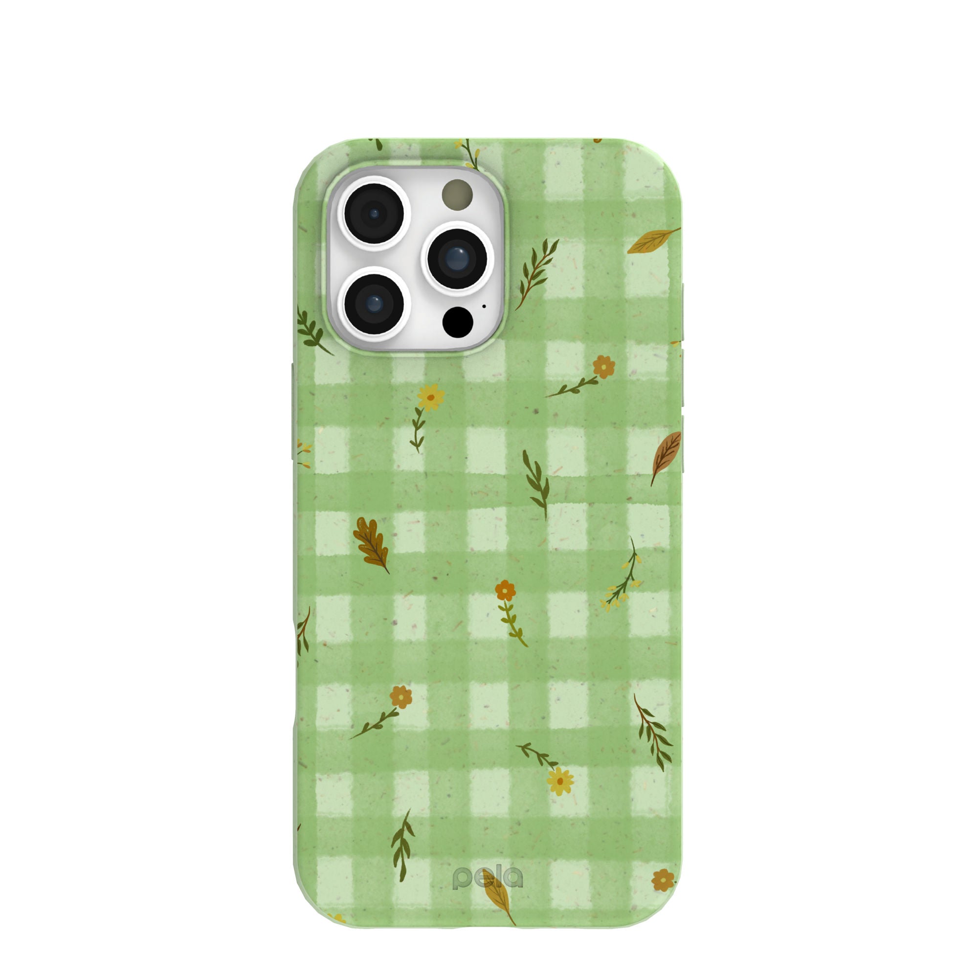 Coque iPhone 16 Pro Max à carreaux d'automne vert sauge