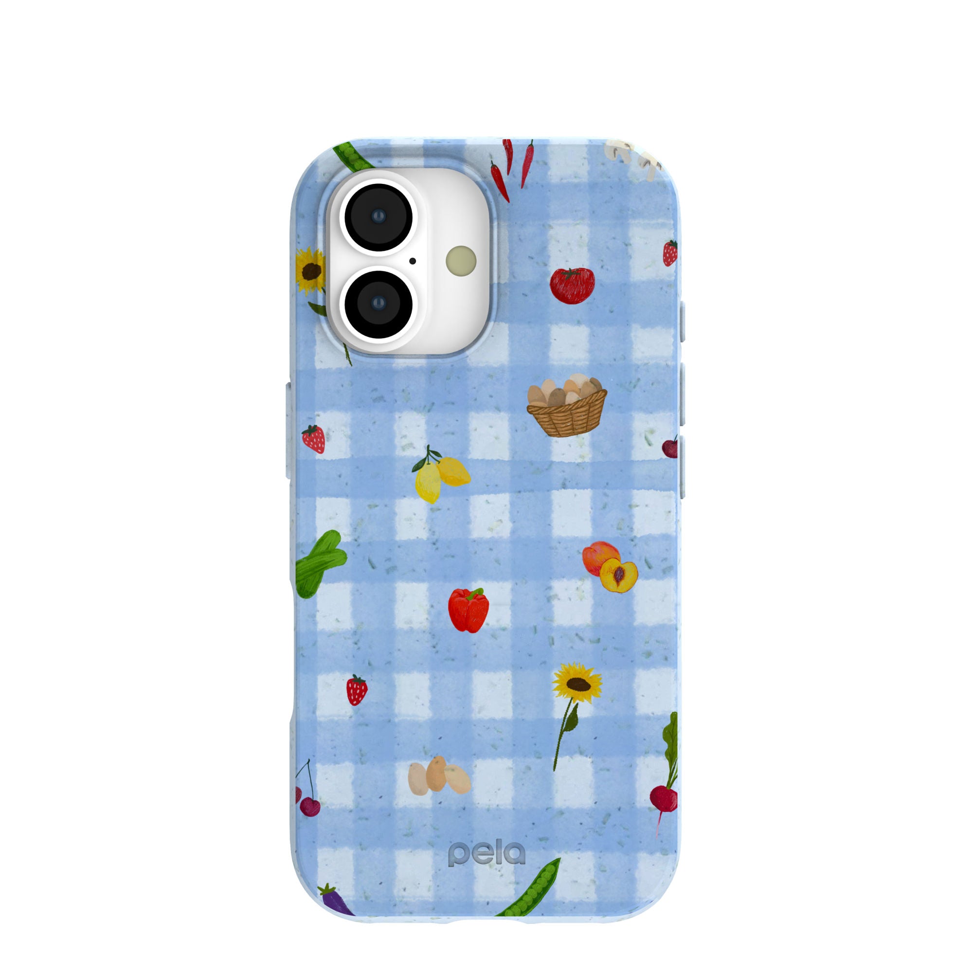 Coque iPhone 17 Farmhouse à carreaux bleu poudre