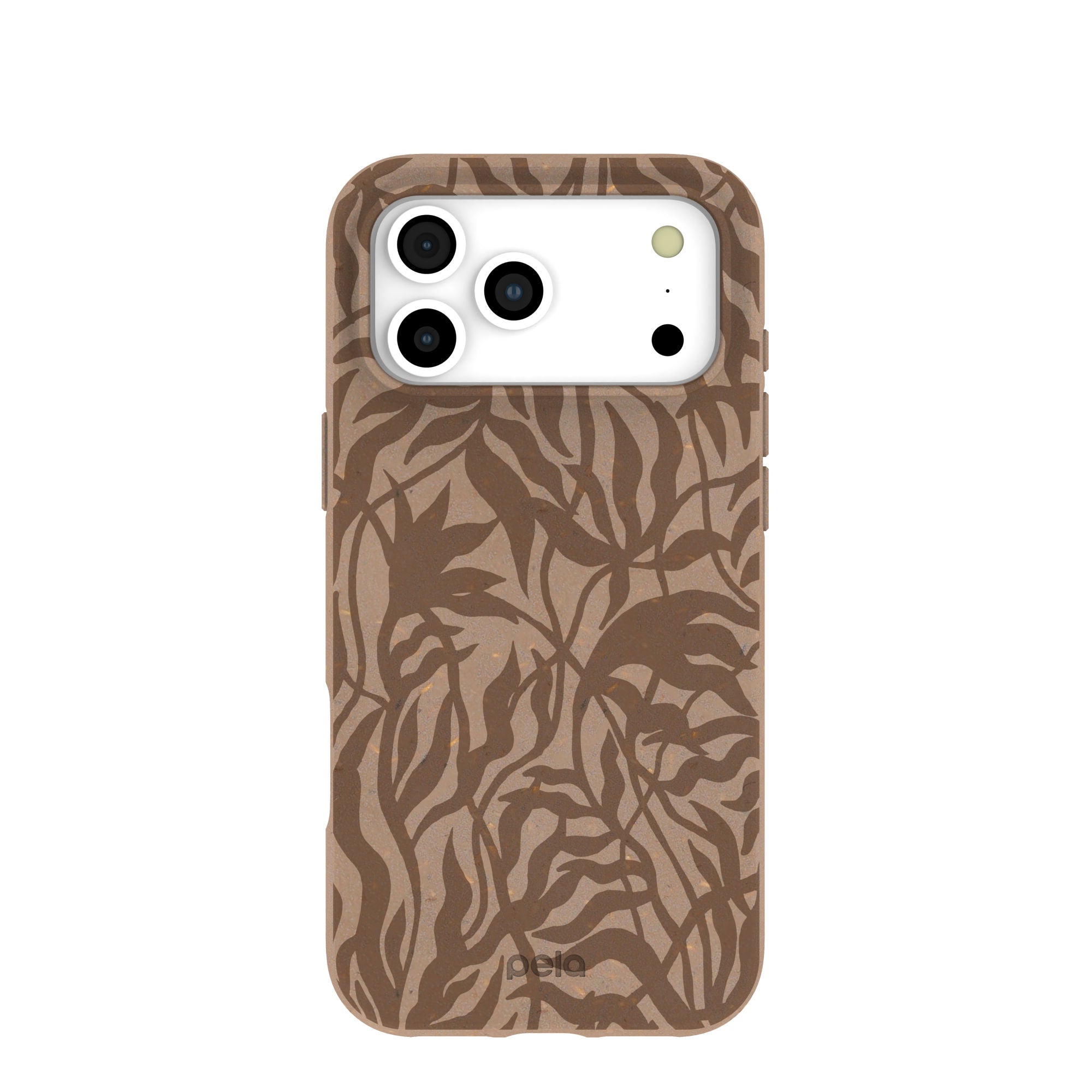 Coque iPhone 17 Pro Max à motif feuilles rustiques marron chocolat - image 1