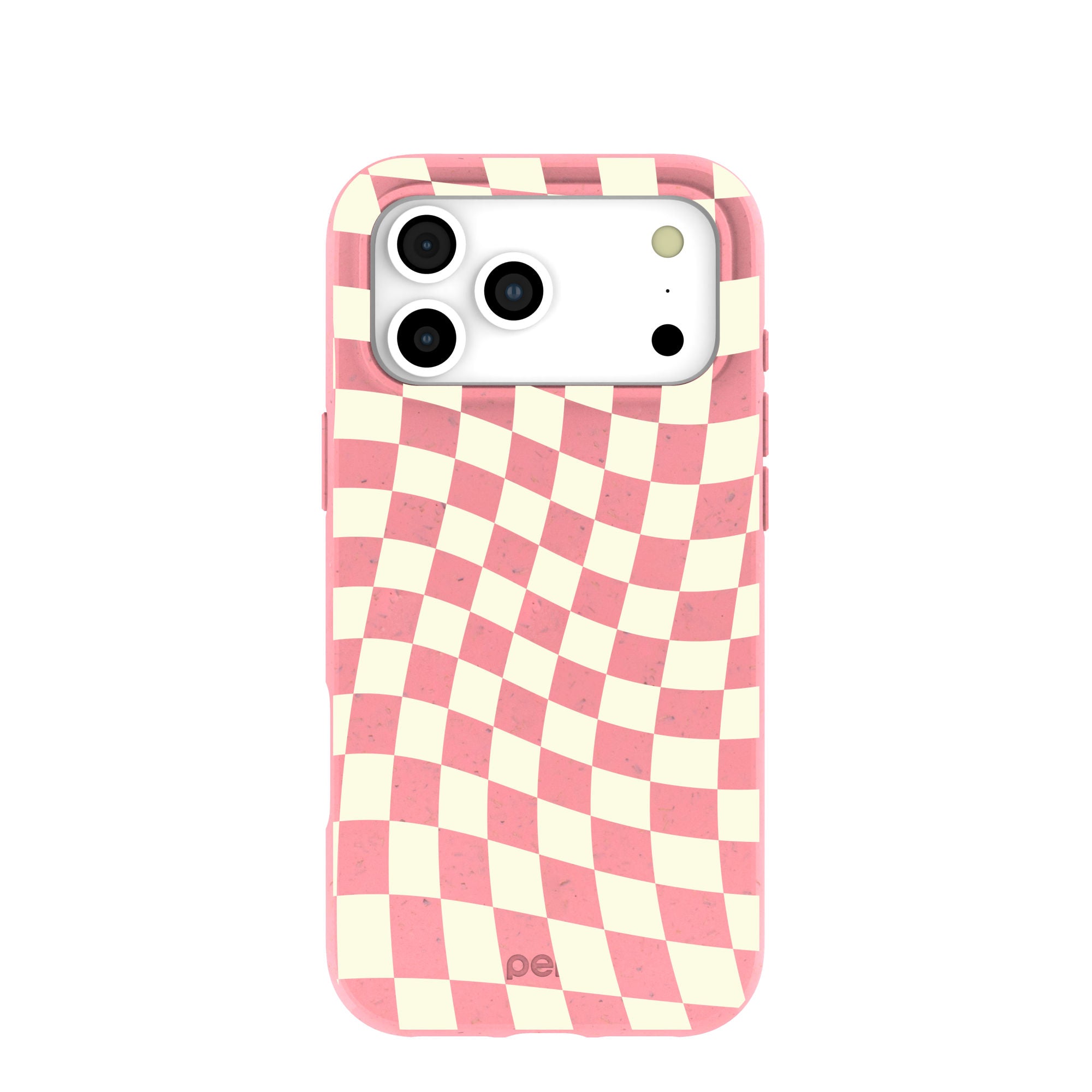 Bubblegum Pink Warped Checkers iPhone 17 Pro Max Case - image 1