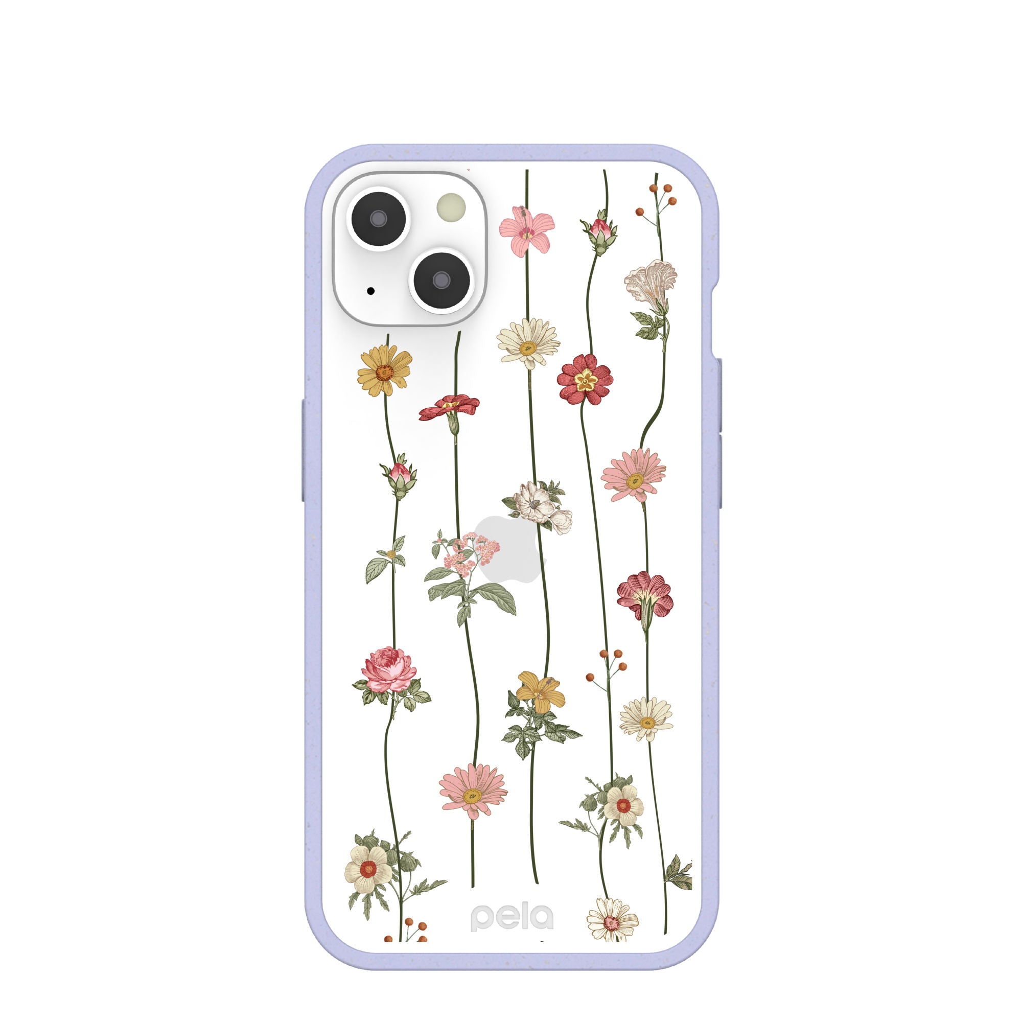 Clear Floral Vines iPhone 13 Case With Lavender Ridge Pela Case