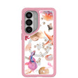 Coque transparente Aqua Dreams pour Samsung Galaxy S26 avec bordure rose pétale (chargement magnétique inclus)