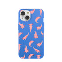 Coque iPhone 14 Axolotls bleu électrique