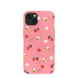 Coque pour iPhone 13 rose bonbon avec abeilles et baies