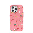 Coque pour iPhone 15 Pro rose bonbon avec abeilles et baies