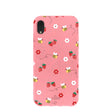 Coque pour iPhone XR rose bonbon avec abeilles et baies