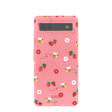 Coque Google Pixel 6a rose bonbon avec abeilles et baies