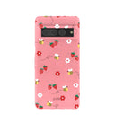 Coque Google Pixel 7 Pro rose bonbon avec abeilles et baies