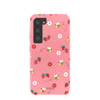 Coque Samsung Galaxy S23 rose bonbon avec abeilles et baies