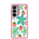 Coque transparente Berry Belle pour Samsung Galaxy S26 avec bordure rose pétale (chargement magnétique inclus)