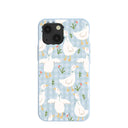 Coque pour iPhone 13 Mini à motif de Quackers bleu poudre