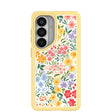 Coque transparente pour Samsung Galaxy S26 avec motif floral et bordure Sunbeam (chargement magnétique inclus)