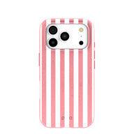 Bubblegum Pink Blush White Stripes iPhone 17 Pro Case