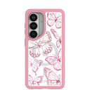 Clear Butterfly Effect Samsung Galaxy S26 Case With Petal Pink Ridge (Magnetic Charging included)