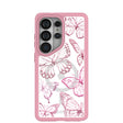 Coque transparente à effet papillon pour Samsung Galaxy S26 Ultra avec bordure rose pétale (chargement magnétique inclus)