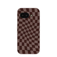 Coque Google Pixel 9a à carreaux marron chocolat