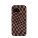 Coque Google Pixel 9a à carreaux marron chocolat
