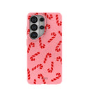 Coque Samsung Galaxy S26 Ultra rose bonbon à motif canne à sucre chaotique