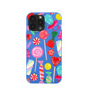 Coque iPhone 13 Pro Max bleu électrique façon boutique de bonbons