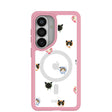 Étui transparent Cat Couture pour Samsung Galaxy S26 avec bordure rose pétale (chargement magnétique inclus)