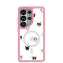 Étui transparent Cat Couture pour Samsung Galaxy S26 Ultra avec bordure rose pétale (chargement magnétique inclus)