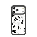 Coque transparente pour iPhone 17 Pro Max avec motif chat et vache et crête noire (MagSafe inclus)