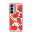 Coque transparente pour Samsung Galaxy S26 avec bordure rose pétale (chargement magnétique inclus)