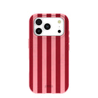 Coque iPhone 17 Pro Rayures Cerise Rose Chewing-gum