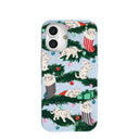 Coque iPhone 16 Chatons de Noël bleu poudre
