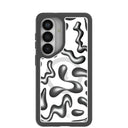 Coque transparente chromée à motifs pour Samsung Galaxy S26 avec bordure noire (chargeur magnétique inclus)