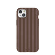 Coque iPhone 15 Plus à rayures chocolat marron cacao