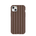 Coque iPhone 15 Plus à rayures chocolat marron cacao