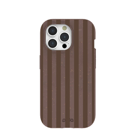 Chocolate Brown Cocoa Stripes iPhone 15 Pro Case – Pela Case