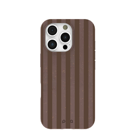Chocolate Brown Cocoa Stripes iPhone 16 Pro Case – Pela Case