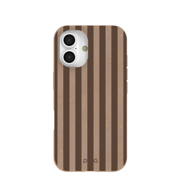 Chocolate Brown Cocoa Stripes iPhone 16 Case – Pela Case