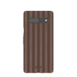 Coque Google Pixel 7a à rayures chocolat marron cacao