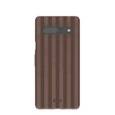 Coque Google Pixel 7a à rayures chocolat marron cacao