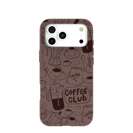 Chocolate Brown Coffee Club iPhone 17 Pro Max Case – Pela Case
