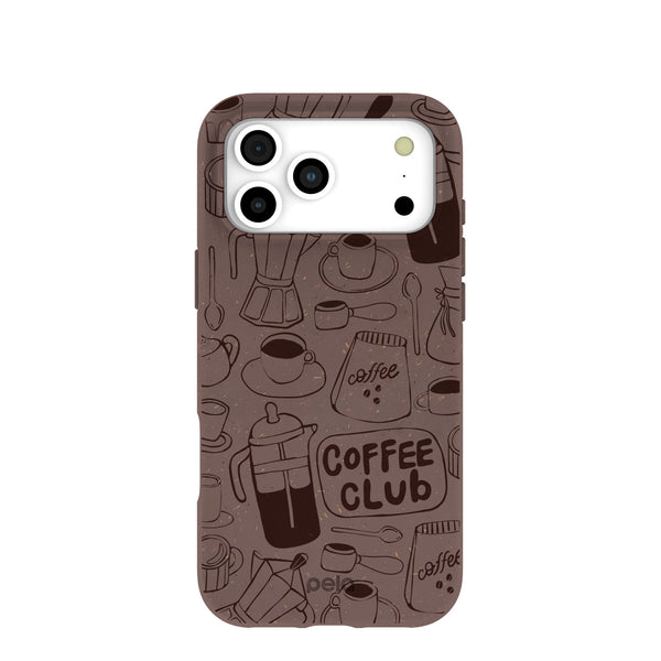 Chocolate Brown Coffee Club iPhone 17 Pro Max Case – Pela Case