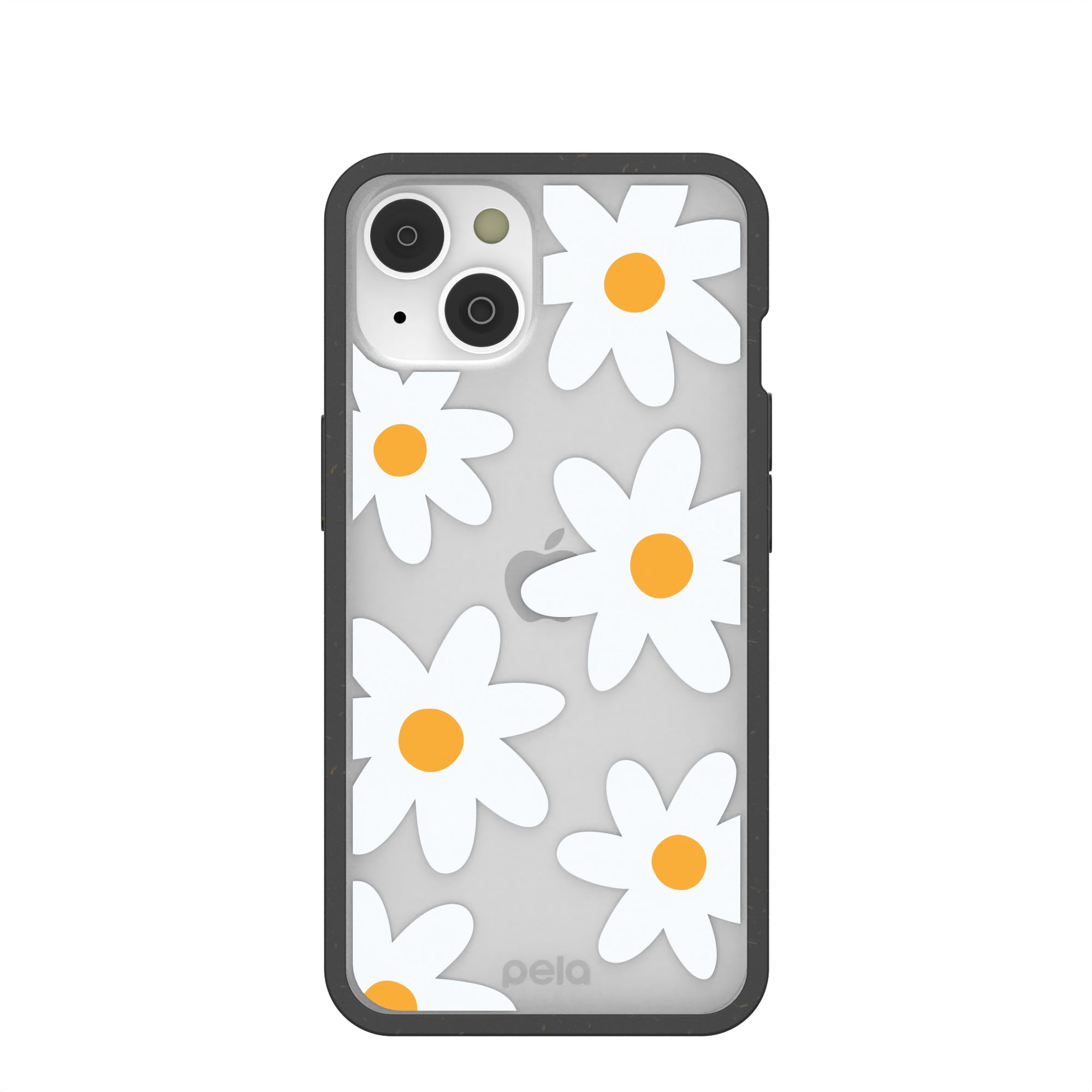 Clear Daisy iPhone 14 Case With Black Ridge Pela Case