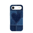 Coque iPhone Air en denim bleu poudre avec cœur